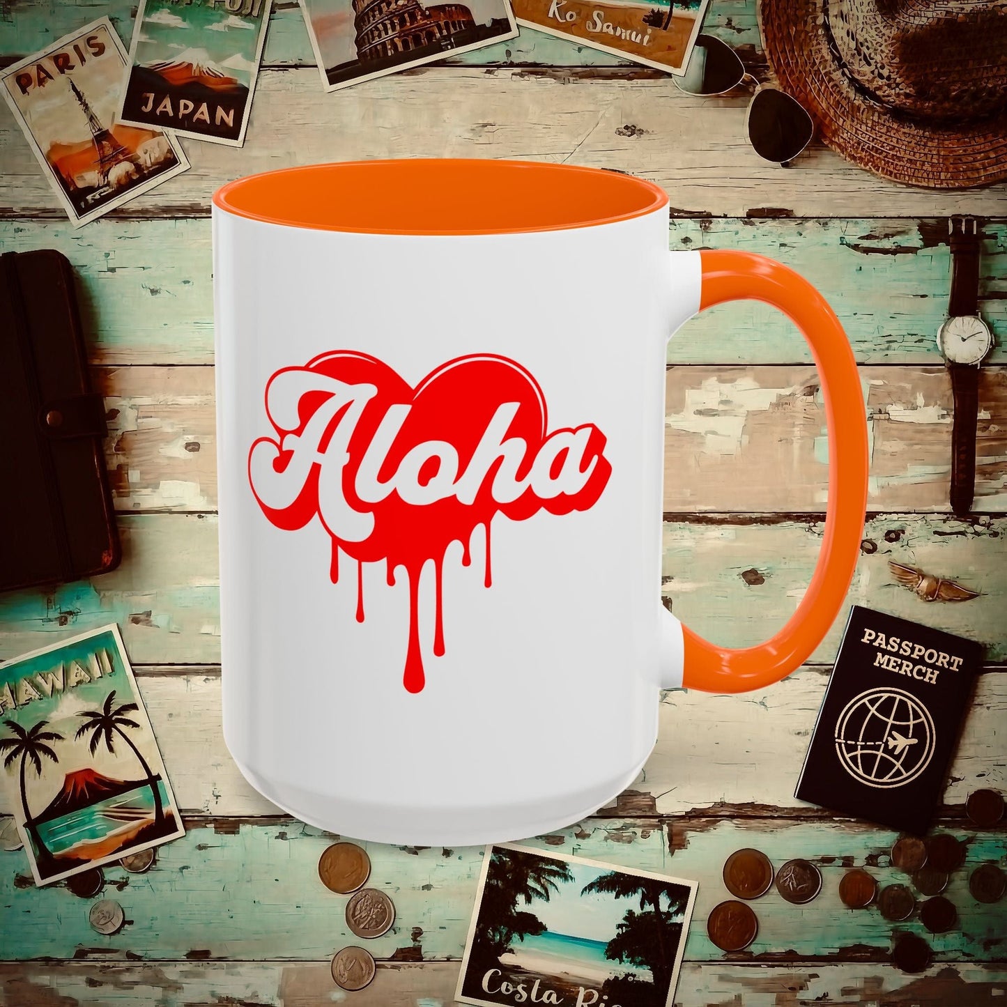 Aloha Melting Heart, Hawaii 15oz Mug Orange / 15oz