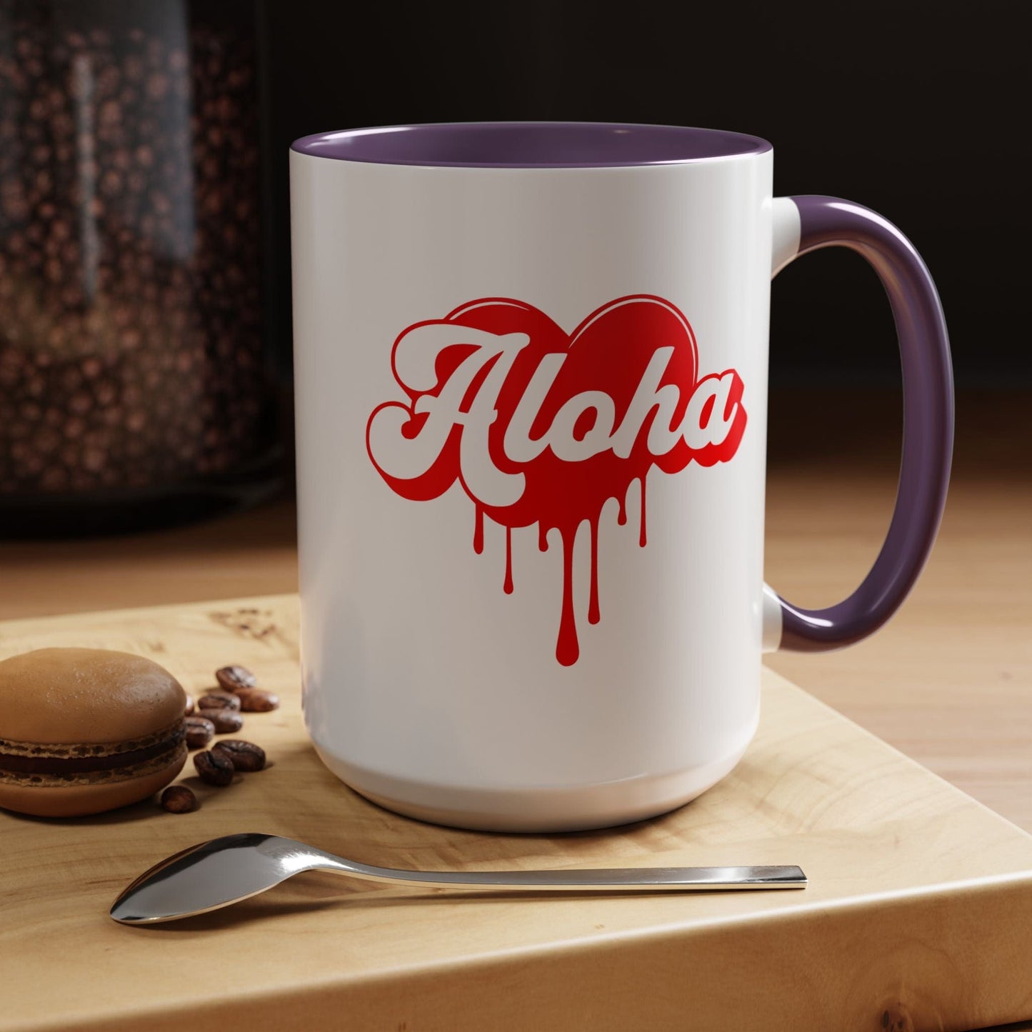 Aloha Melting Heart, Hawaii 15oz Mug Purple / 15oz