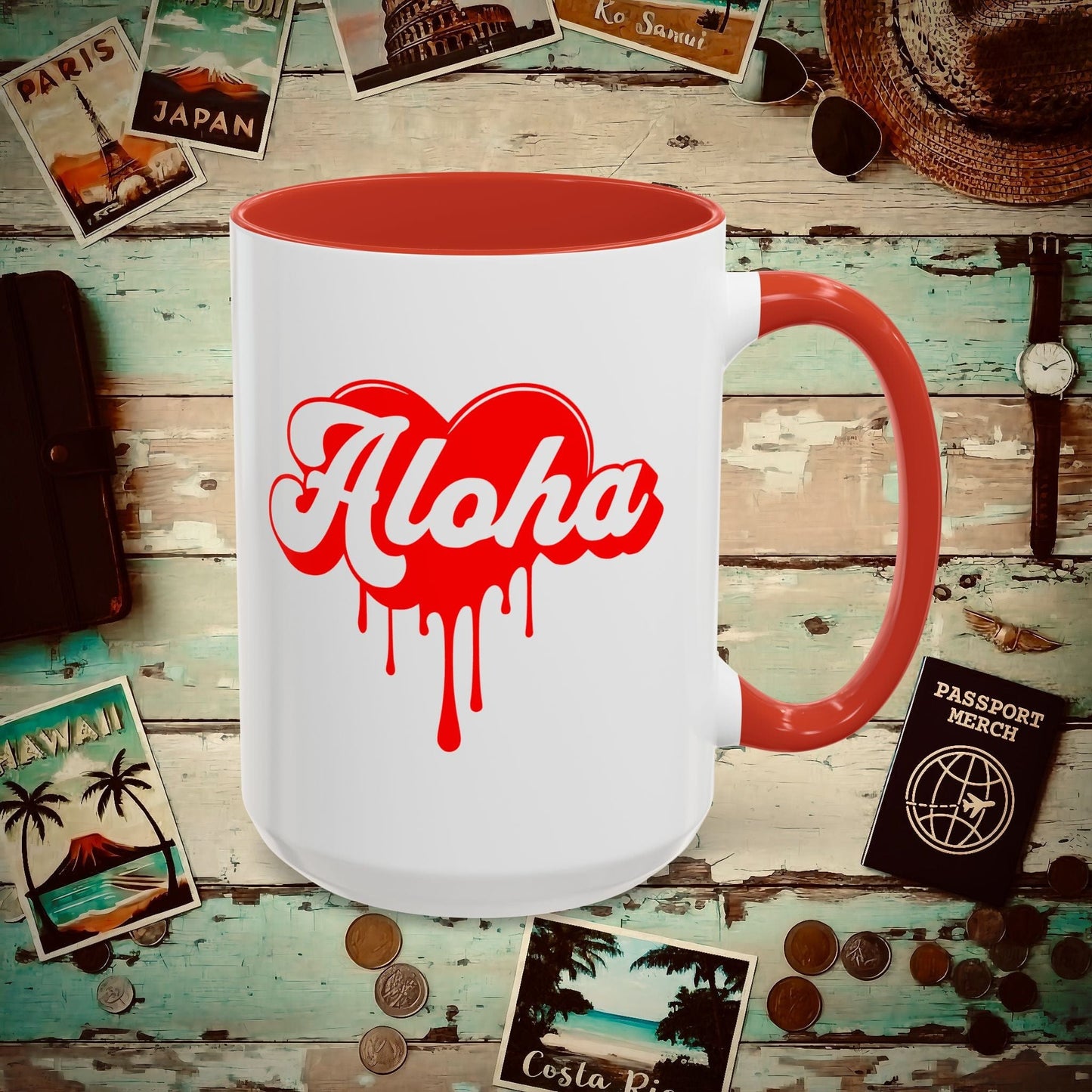 Aloha Melting Heart, Hawaii 15oz Mug Red / 15oz