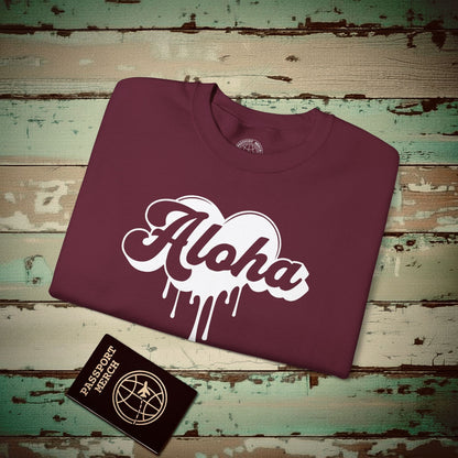 Aloha Melting Heart, Hawaii Crewneck Maroon / S