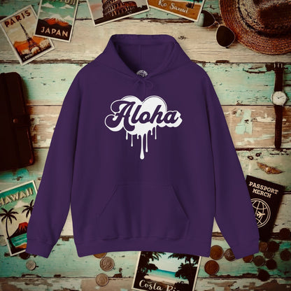 Aloha Melting Heart, Hawaii Hoodie Purple / S