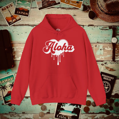 Aloha Melting Heart, Hawaii Hoodie Red / S