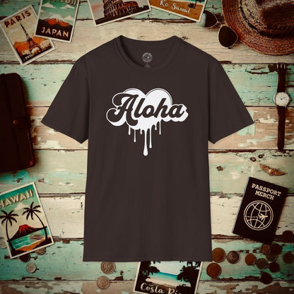 Aloha Melting Heart, Hawaii T-Shirt Dark Chocolate / S