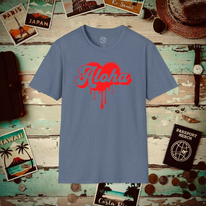 Aloha Melting Heart, Hawaii T-Shirt Heather Indigo / S