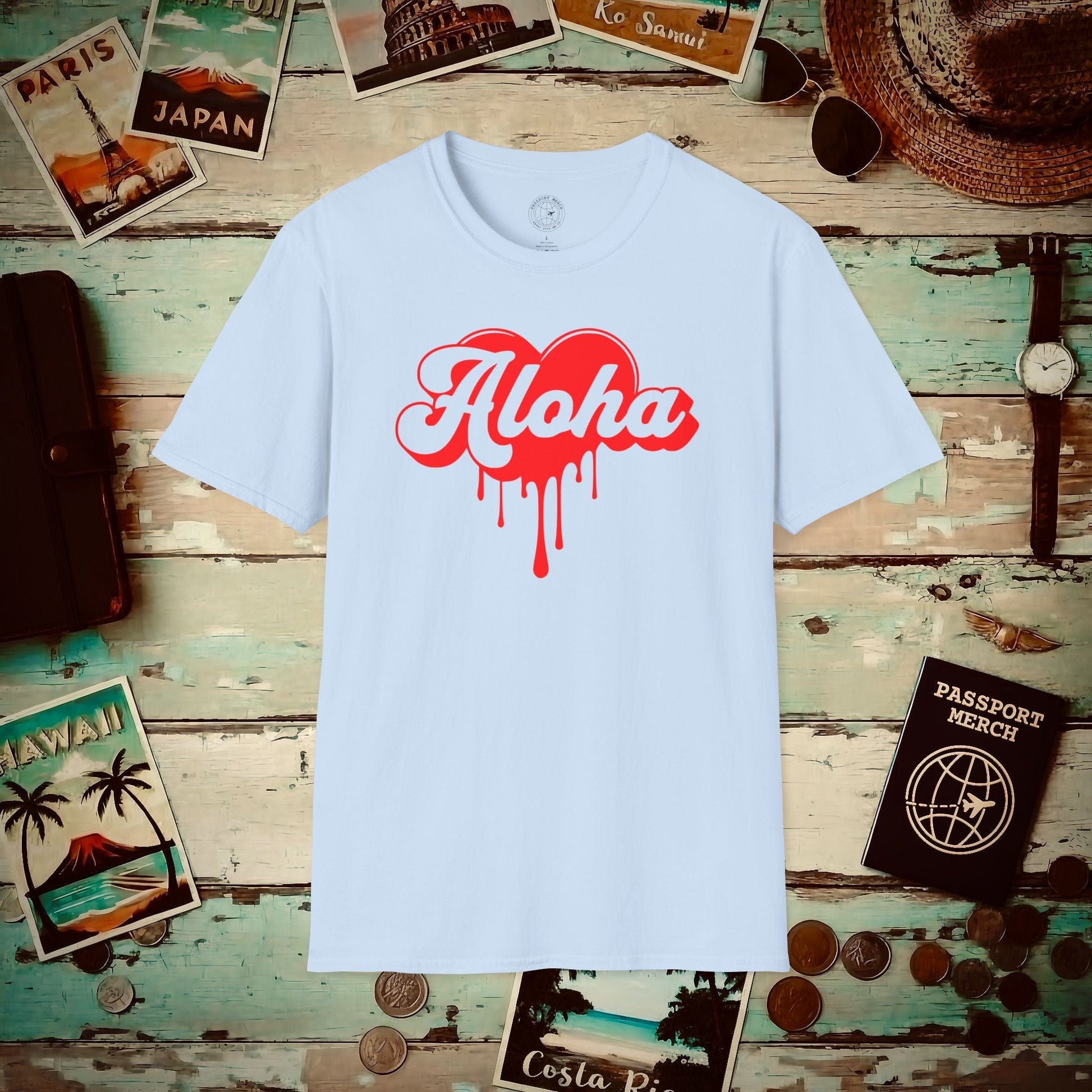 Aloha Melting Heart, Hawaii T-Shirt Light Blue / S