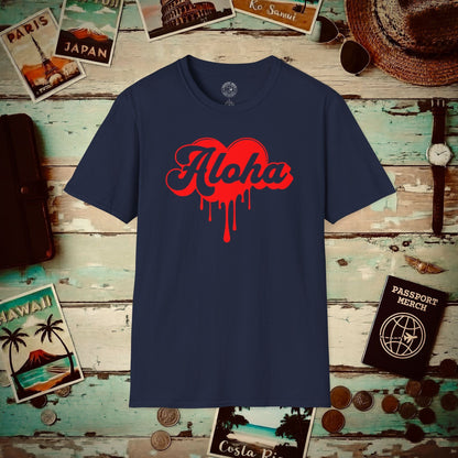 Aloha Melting Heart, Hawaii T-Shirt Navy / S