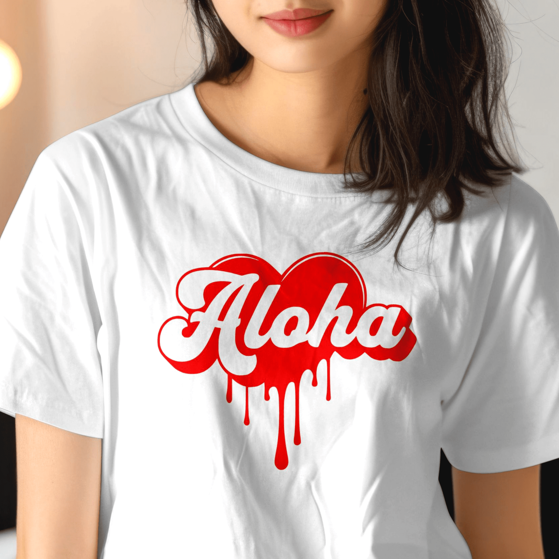 Aloha Melting Heart, Hawaii T-Shirt White / S