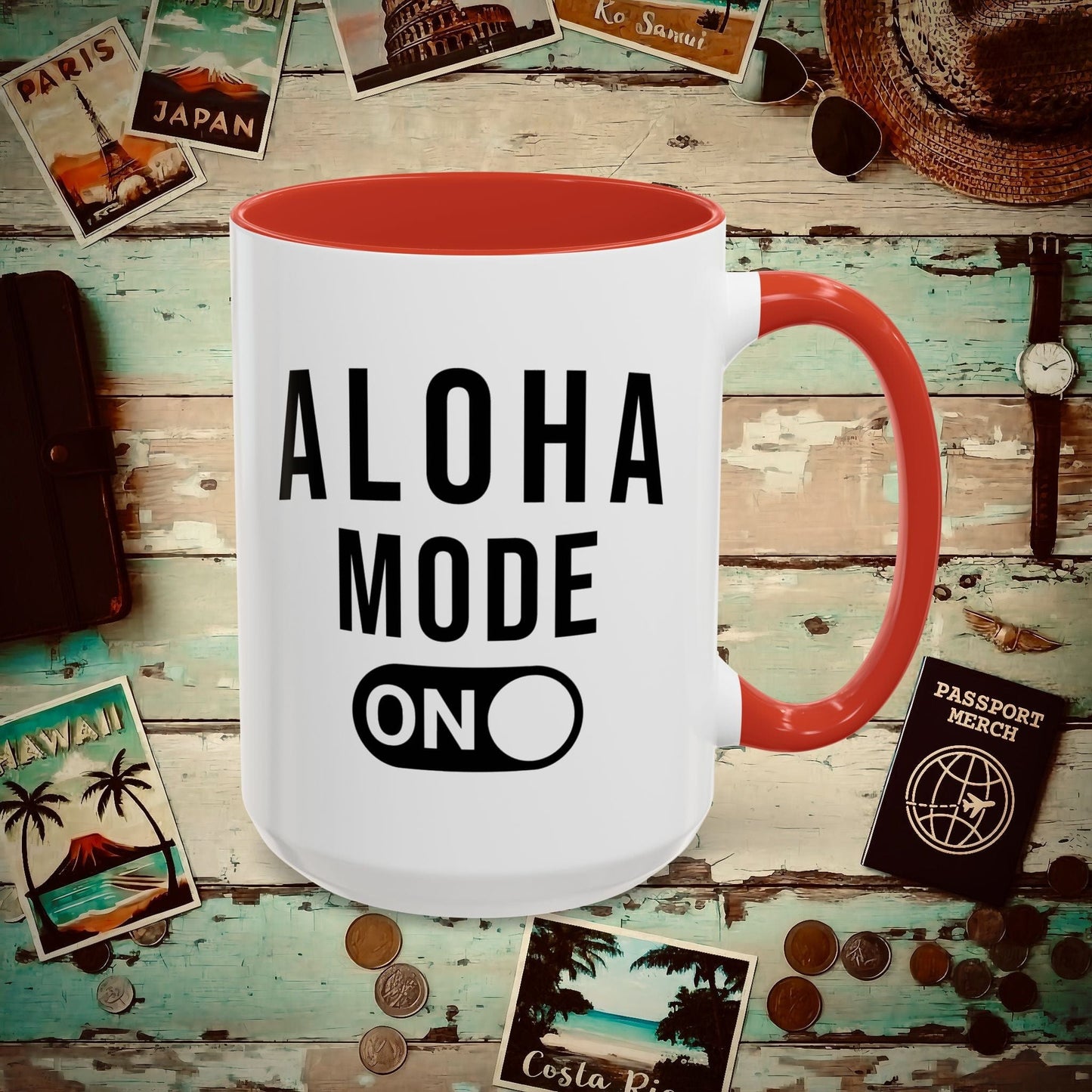 Aloha Mode ON, Hawaii 15oz Mug Red / 15oz