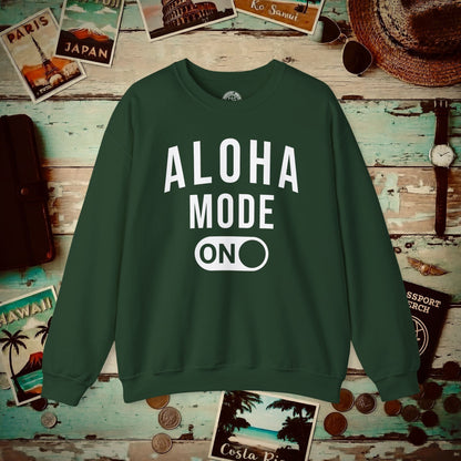 Aloha Mode ON, Hawaii Crewneck Forest Green / S