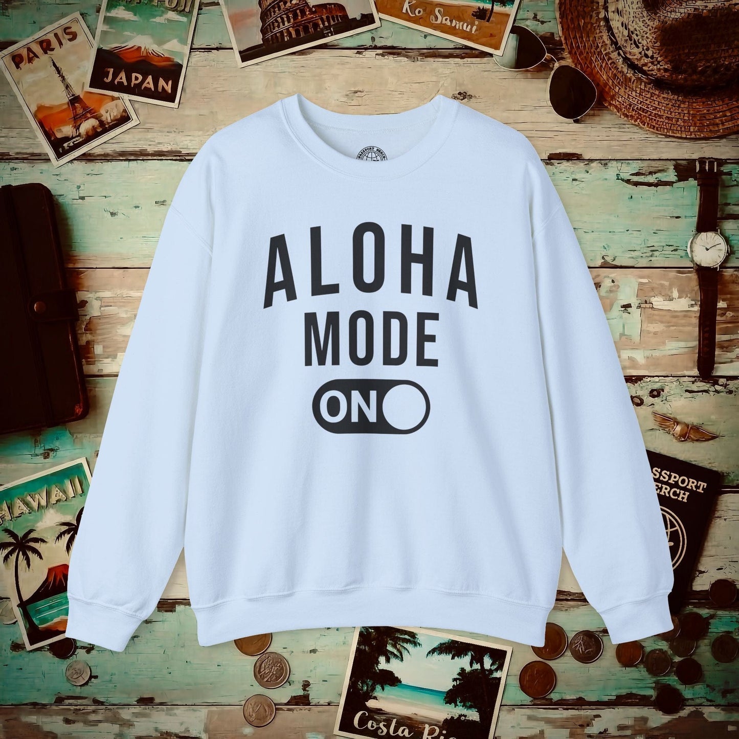 Aloha Mode ON, Hawaii Crewneck Light Blue / S