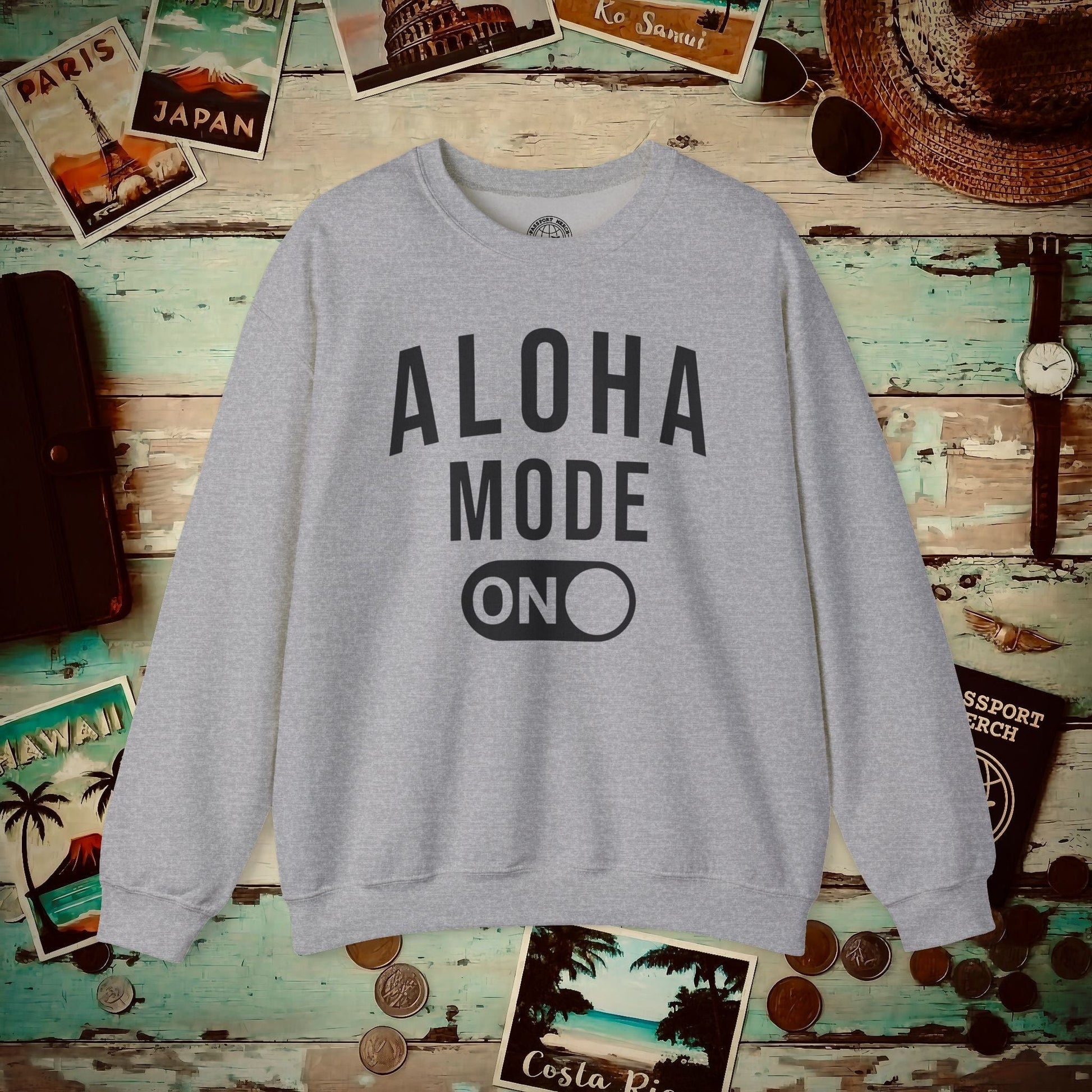Aloha Mode ON, Hawaii Crewneck Sport Grey / S