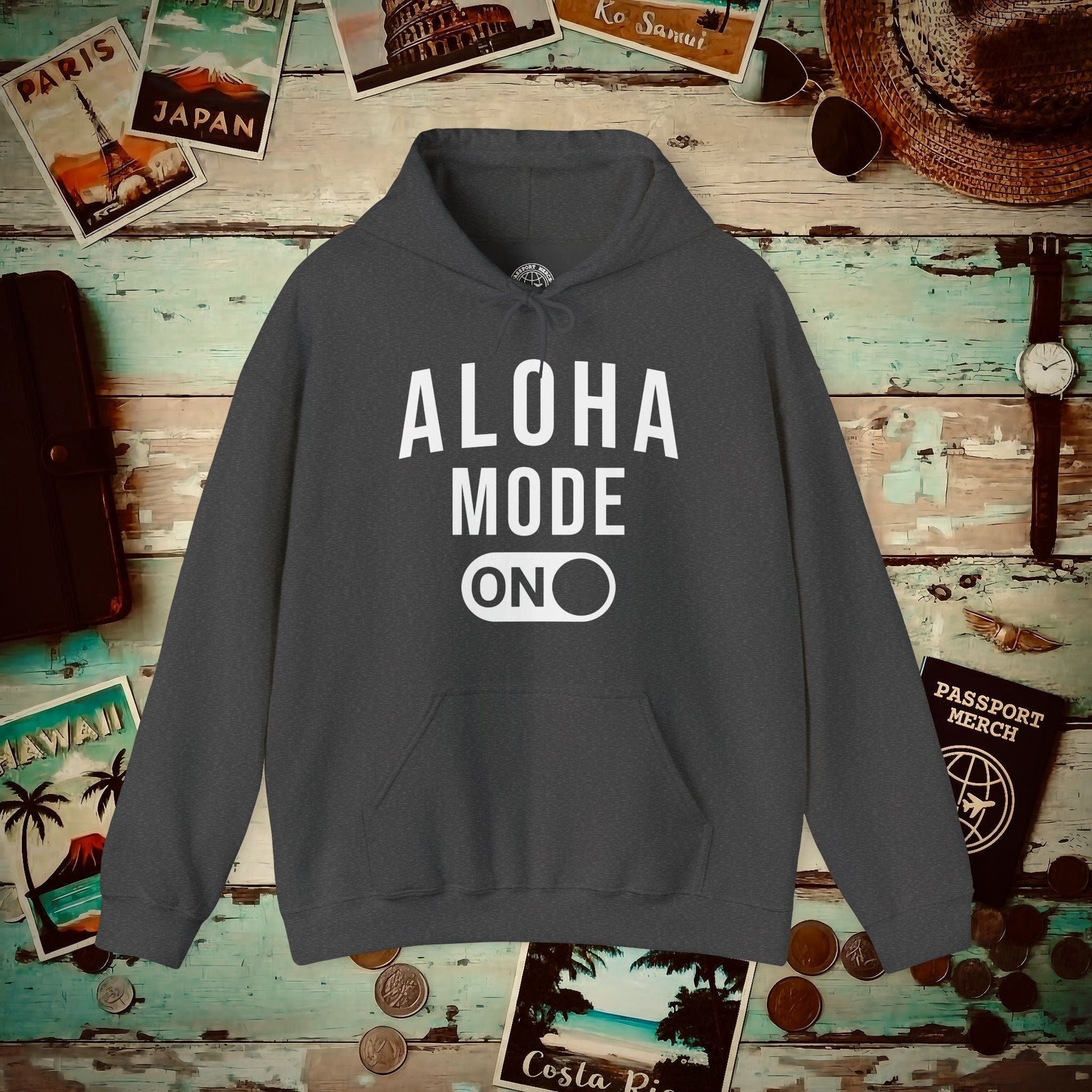 Aloha Mode ON, Hawaii Hoodie Dark Heather / S