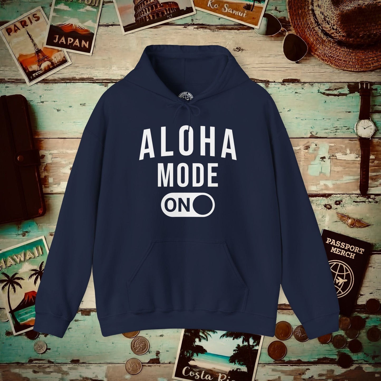 Aloha Mode ON, Hawaii Hoodie Navy / S