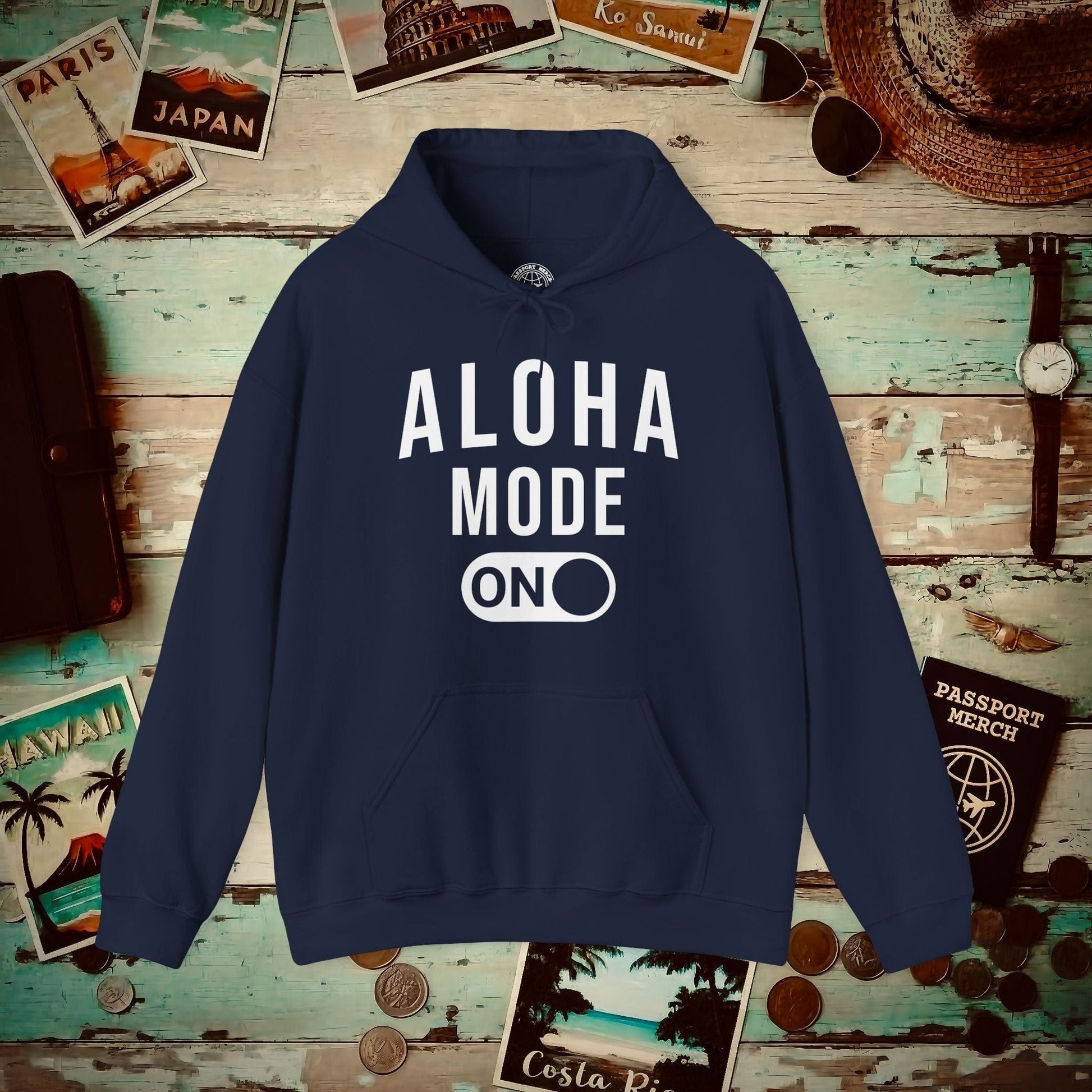 Aloha Mode ON, Hawaii Hoodie Navy / S