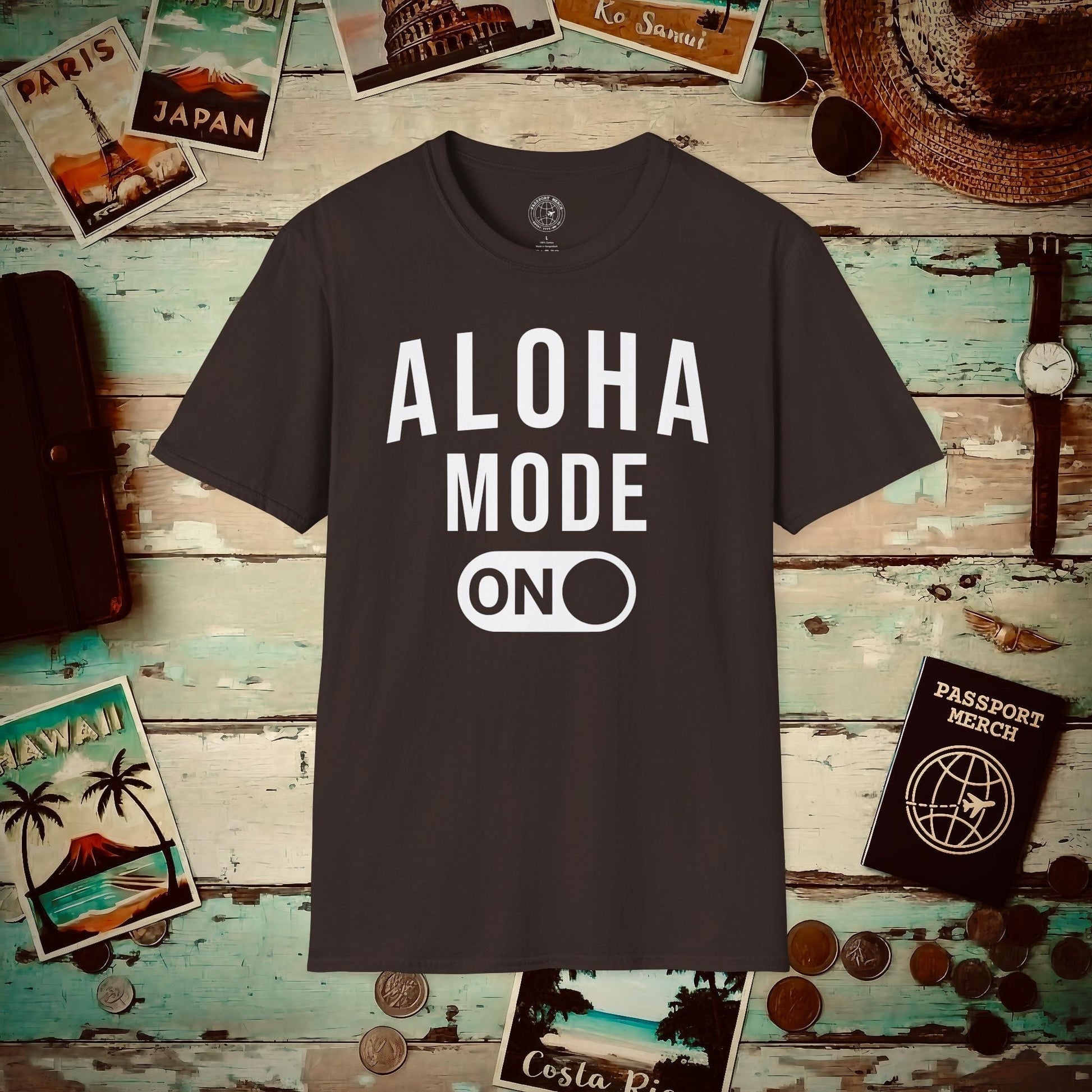 Aloha Mode ON, Hawaii T-Shirt Dark Chocolate / S