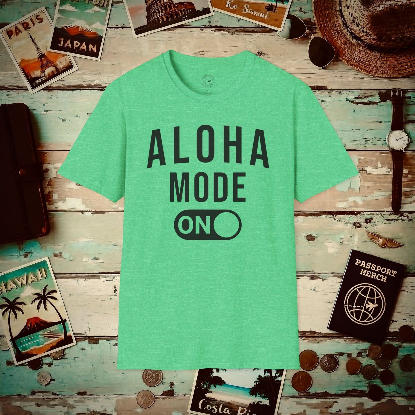 Aloha Mode ON, Hawaii T-Shirt Heather Irish Green / S