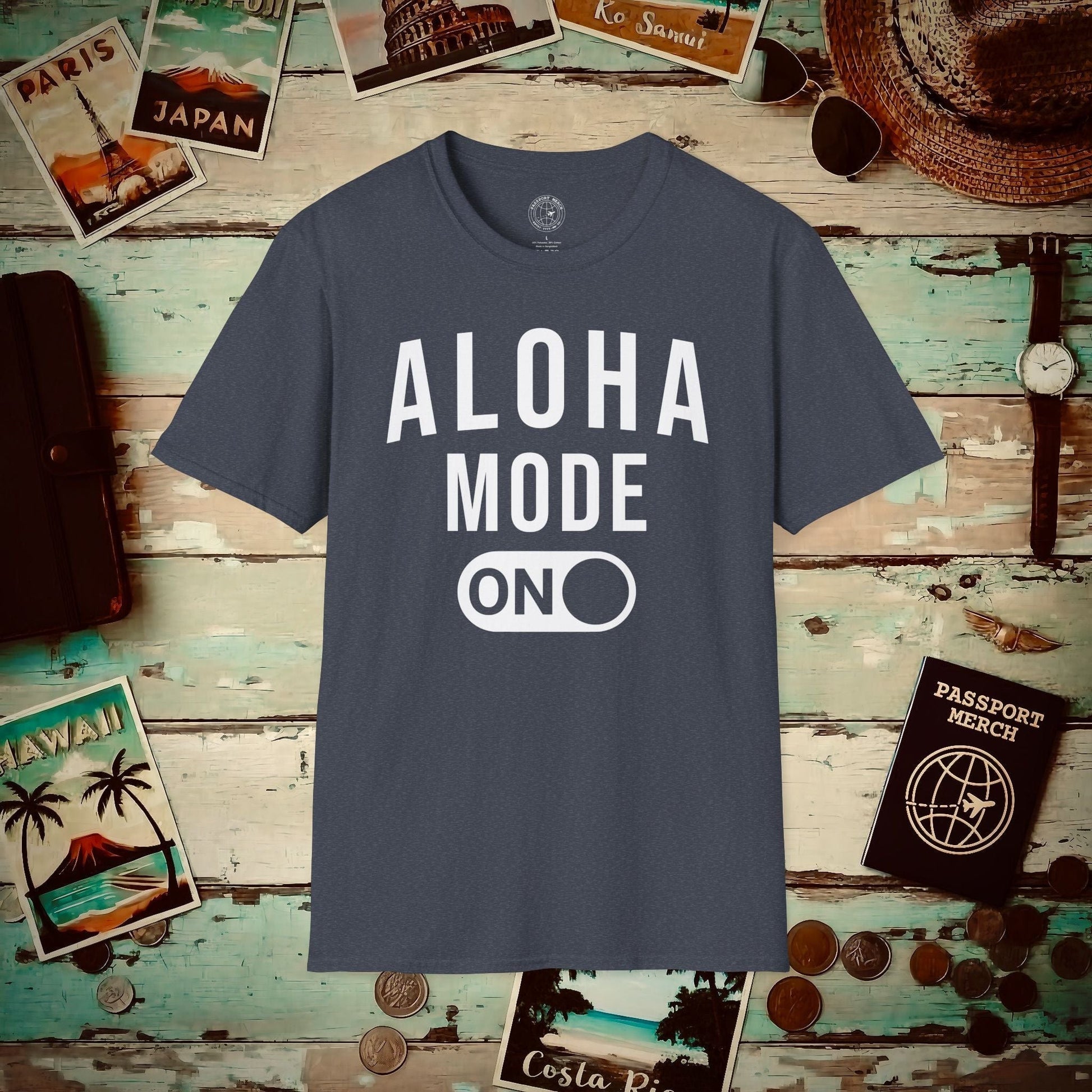Aloha Mode ON, Hawaii T-Shirt Heather Navy / S