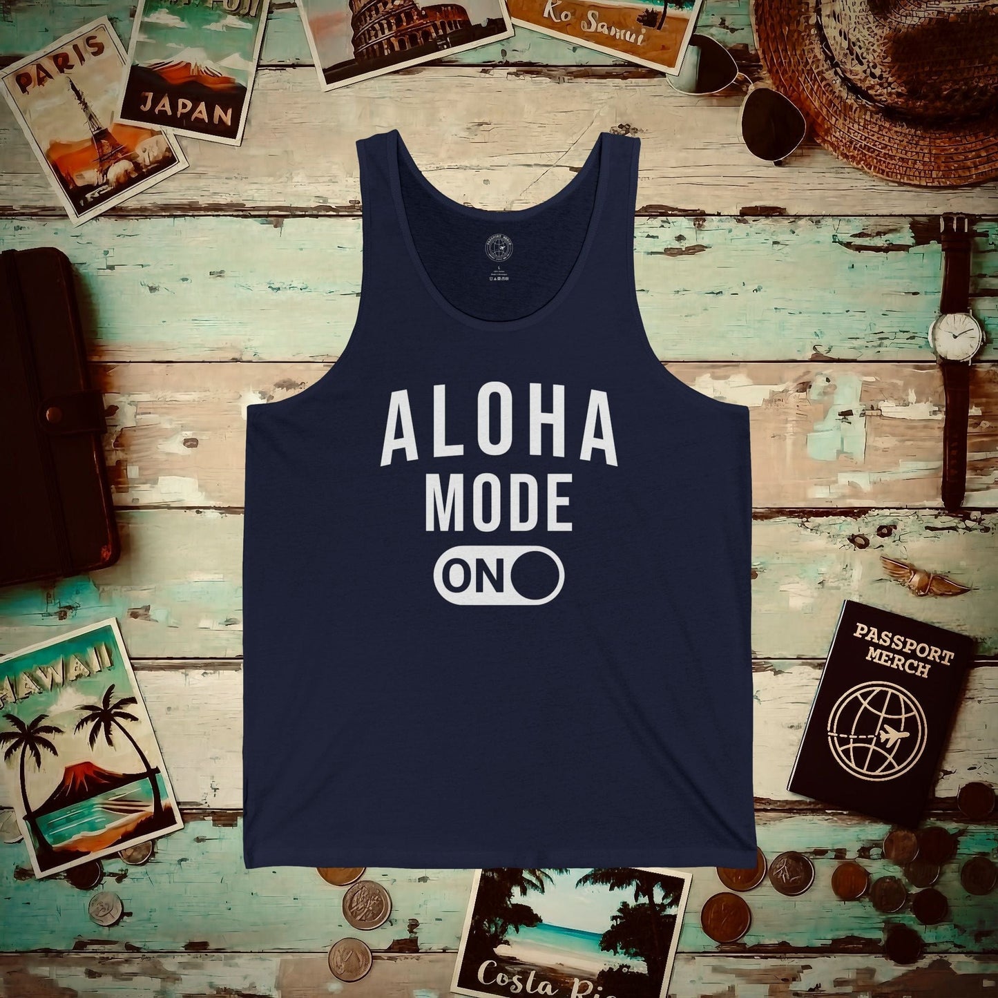 Aloha Mode ON, Hawaii Tank Top Navy / XS