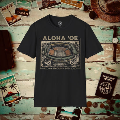 Aloha Oe, Stadium Aerial Sketch, Hawaii T-Shirt Black / S