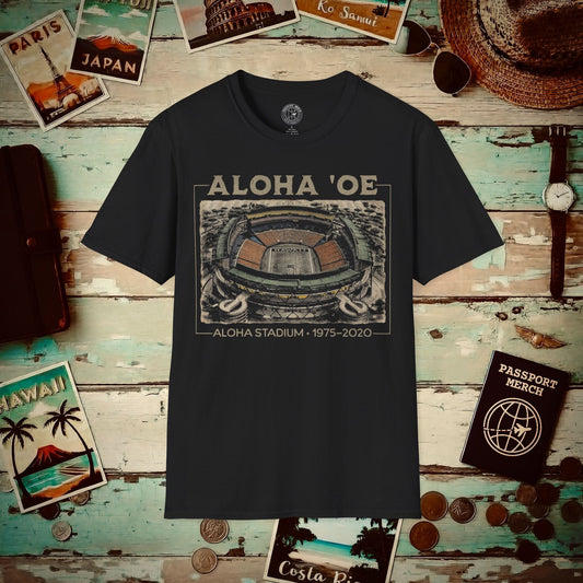 Aloha Oe, Stadium Aerial Sketch, Hawaii T-Shirt Black / S