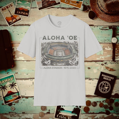 Aloha Oe, Stadium Aerial Sketch, Hawaii T-Shirt Ice Grey / S