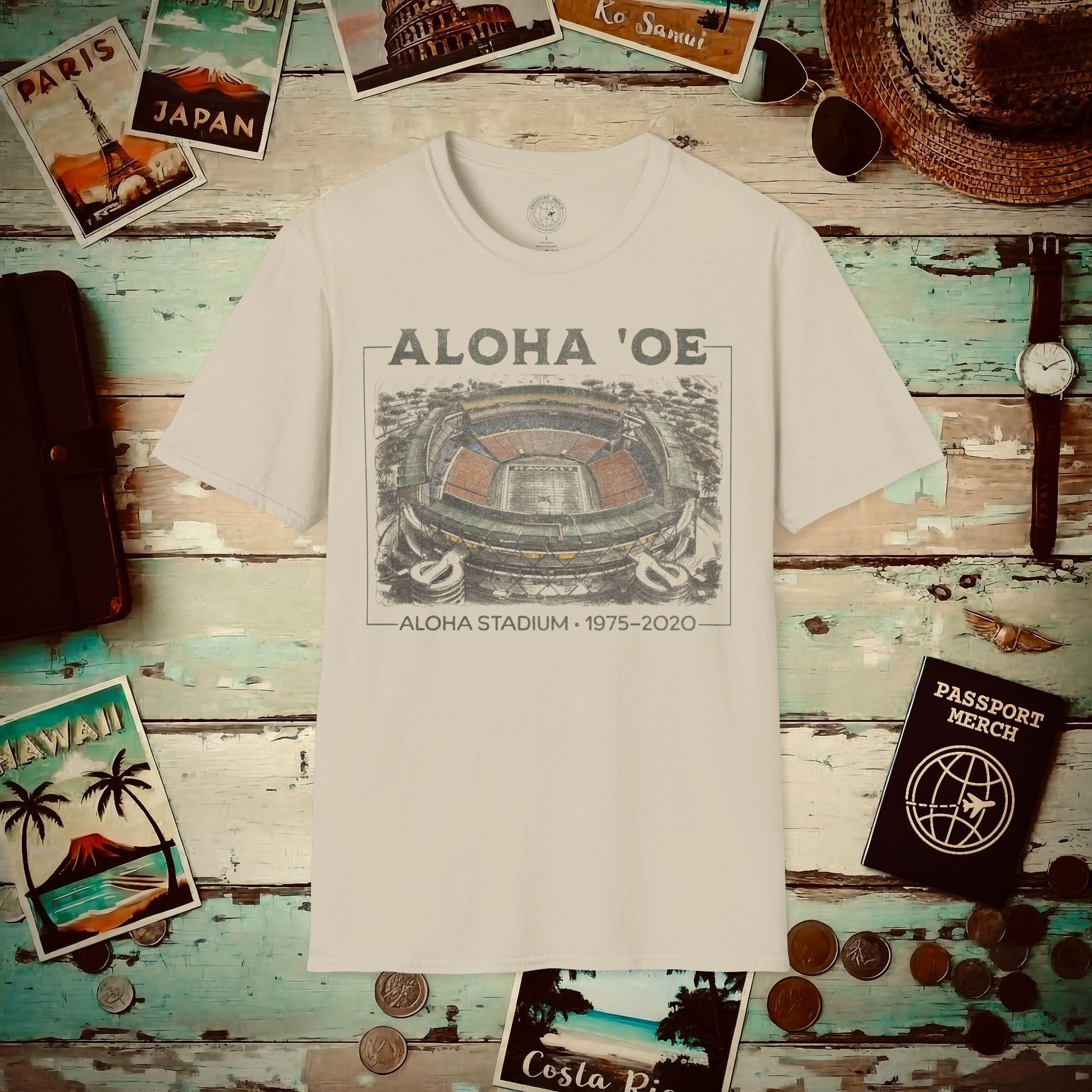 Aloha Oe, Stadium Aerial Sketch, Hawaii T-Shirt Sand / S