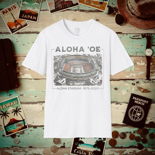 Aloha Oe, Stadium Aerial Sketch, Hawaii T-Shirt White / S