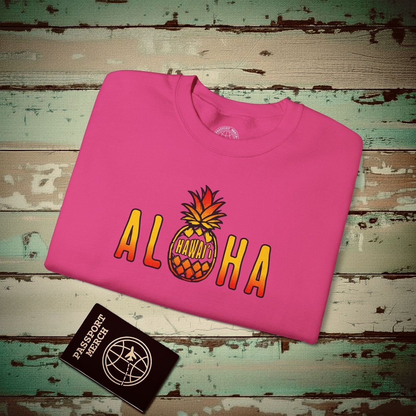 Aloha Pineapple Fire, Hawaii Crewneck Heliconia / S