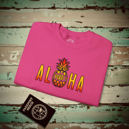 Aloha Pineapple Fire, Hawaii Crewneck Heliconia / S