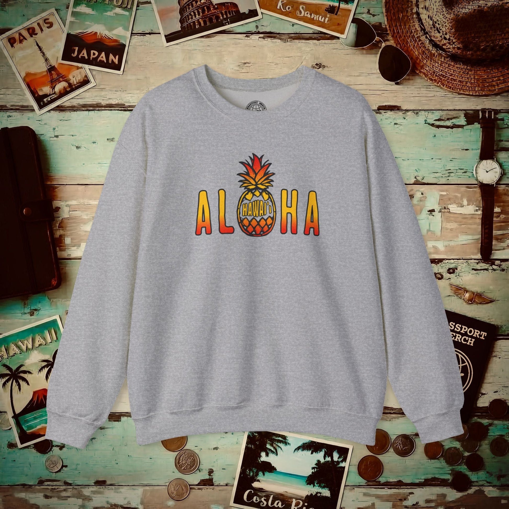 Aloha Pineapple Fire, Hawaii Crewneck Sport Grey / S