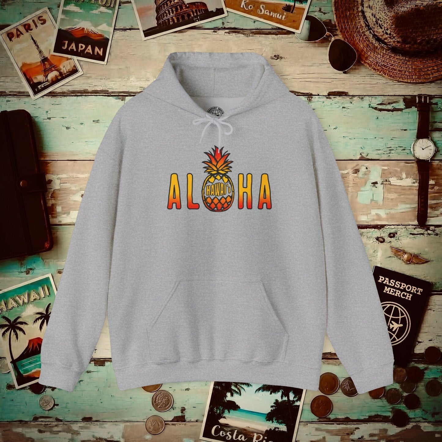Aloha Pineapple Fire, Hawaii Hoodie Sport Grey / S