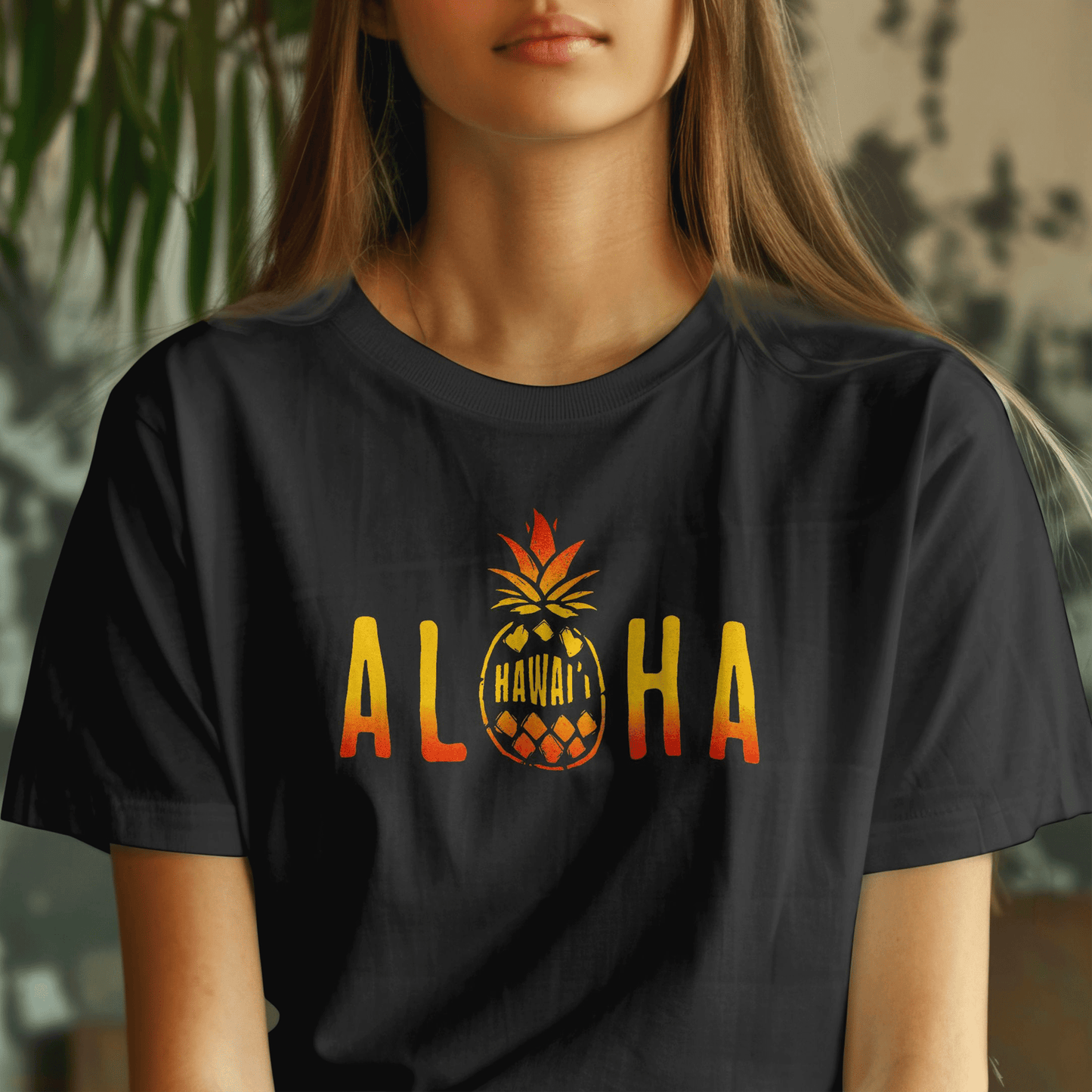 Aloha Pineapple Fire, Hawaii T-Shirt Black / S