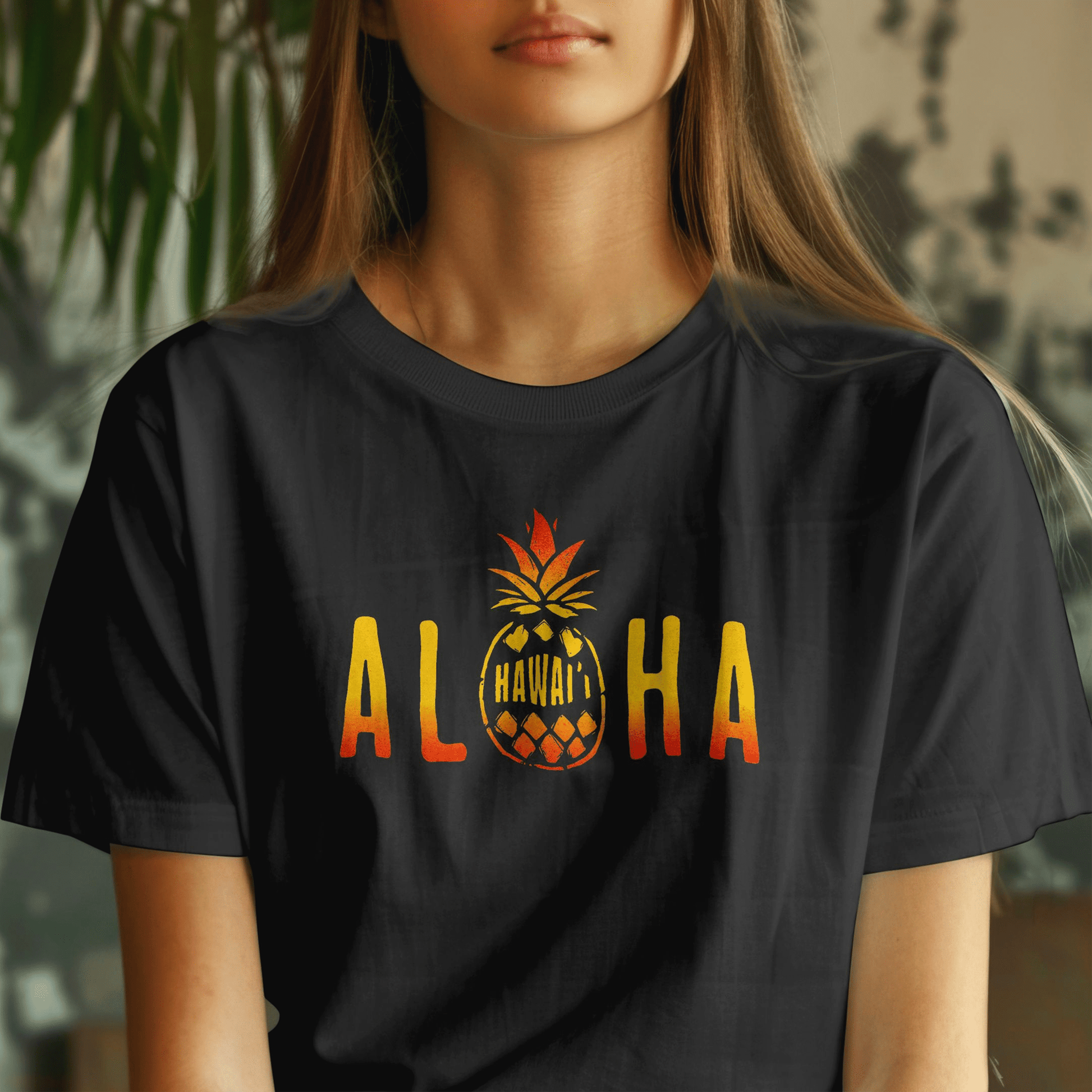 Aloha Pineapple Fire, Hawaii T-Shirt Black / S