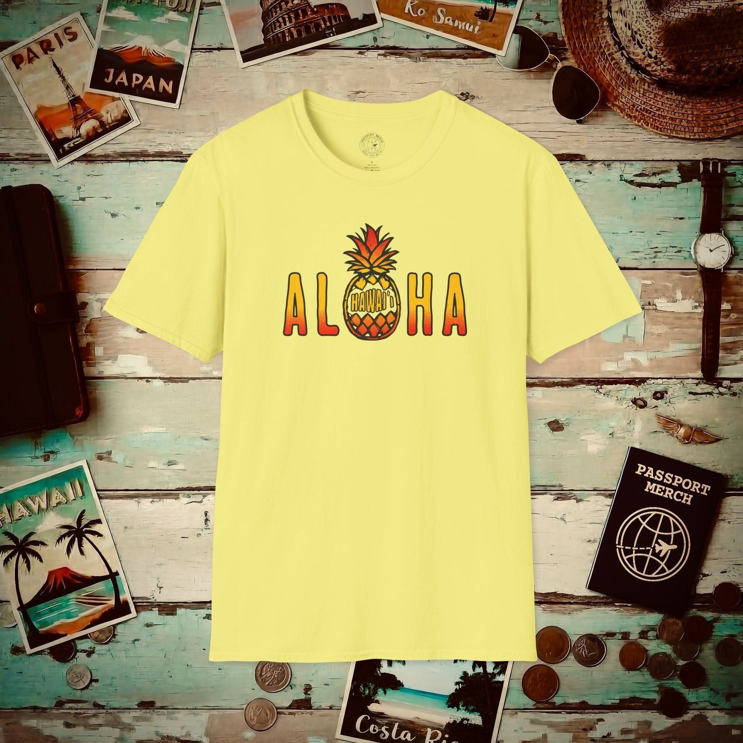Aloha Pineapple Fire, Hawaii T-Shirt Cornsilk / S