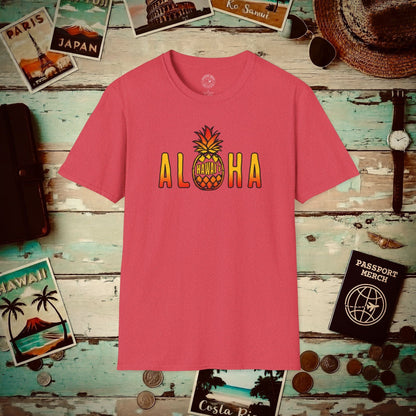 Aloha Pineapple Fire, Hawaii T-Shirt Heather Red / S