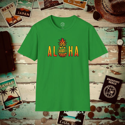 Aloha Pineapple Fire, Hawaii T-Shirt Irish Green / S