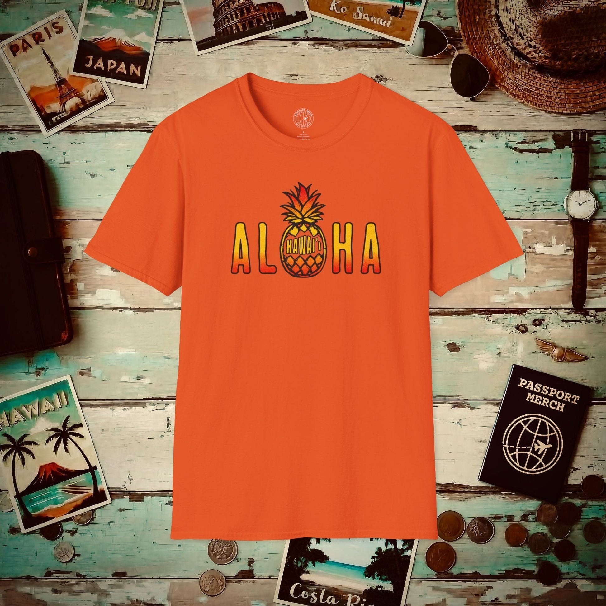 Aloha Pineapple Fire, Hawaii T-Shirt Orange / S