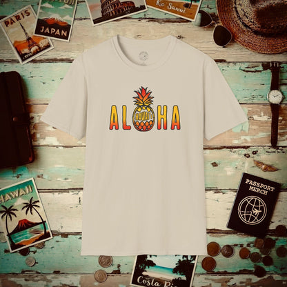 Aloha Pineapple Fire, Hawaii T-Shirt Sand / S