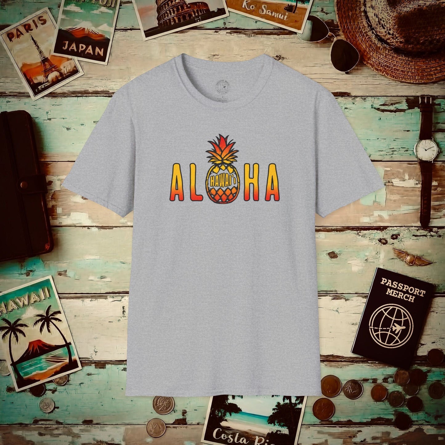 Aloha Pineapple Fire, Hawaii T-Shirt Sport Grey / S