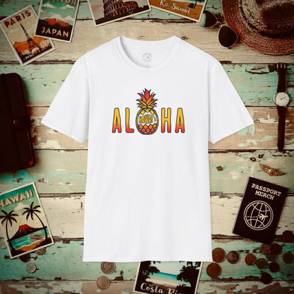 Aloha Pineapple Fire, Hawaii T-Shirt White / S