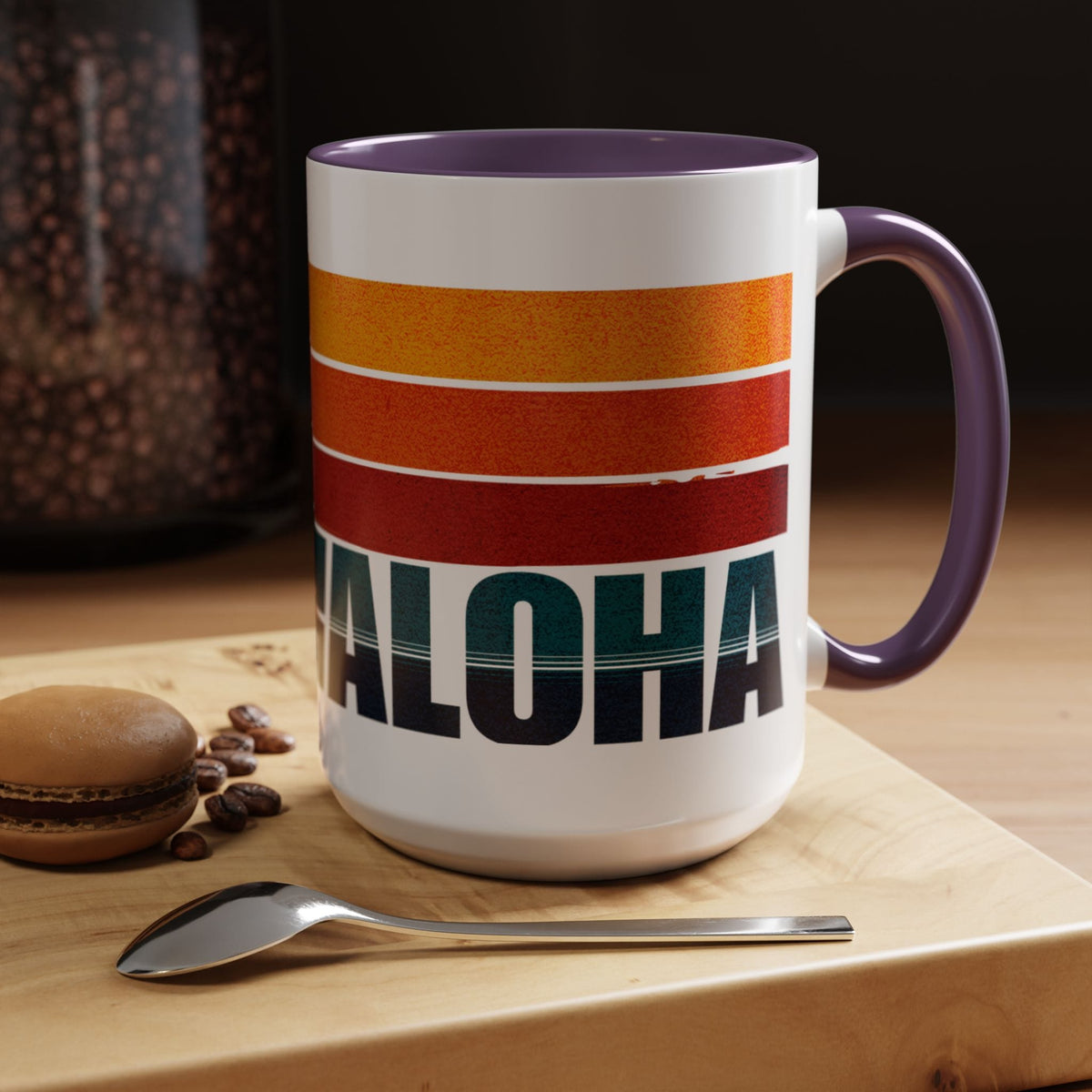 Aloha Retro Stripes, Hawaii, Hawaii 15oz Mug Purple / 15oz