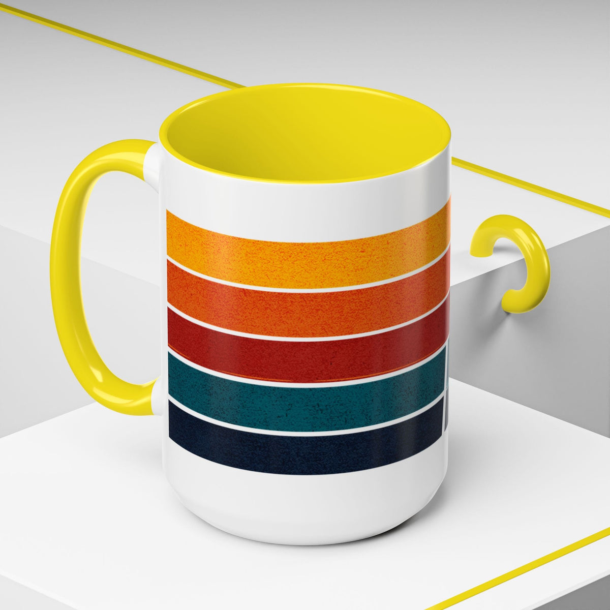Aloha Retro Stripes, Hawaii, Hawaii 15oz Mug Yellow / 15oz