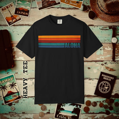 Aloha Retro Stripes, Hawaii Heavy Tee Black / S