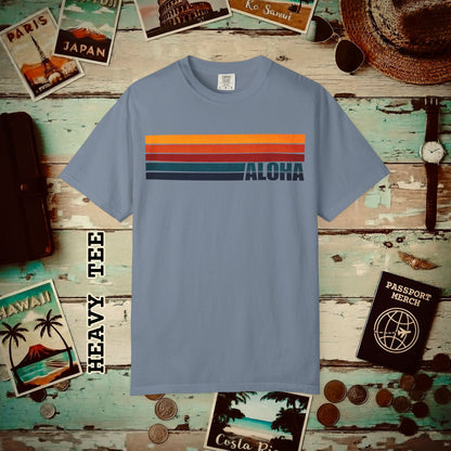Aloha Retro Stripes, Hawaii Heavy Tee Blue Jean / S
