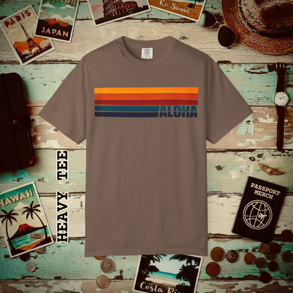 Aloha Retro Stripes, Hawaii Heavy Tee Espresso / S