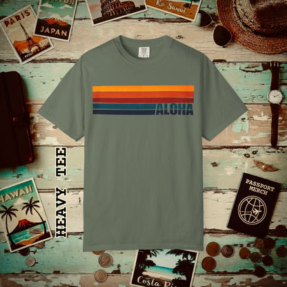 Aloha Retro Stripes, Hawaii Heavy Tee Moss / S