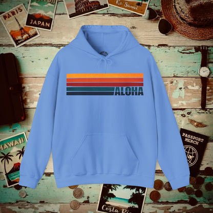 Aloha Retro Stripes, Hawaii Hoodie Carolina Blue / S