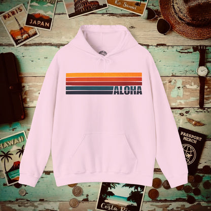 Aloha Retro Stripes, Hawaii Hoodie Light Pink / S