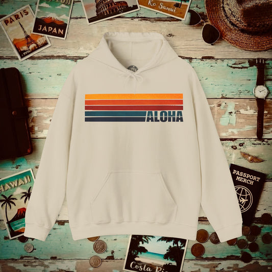 Aloha Retro Stripes, Hawaii Hoodie Sand / S