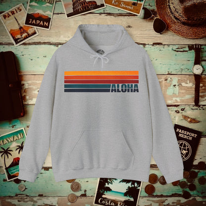 Aloha Retro Stripes, Hawaii Hoodie Sport Grey / S